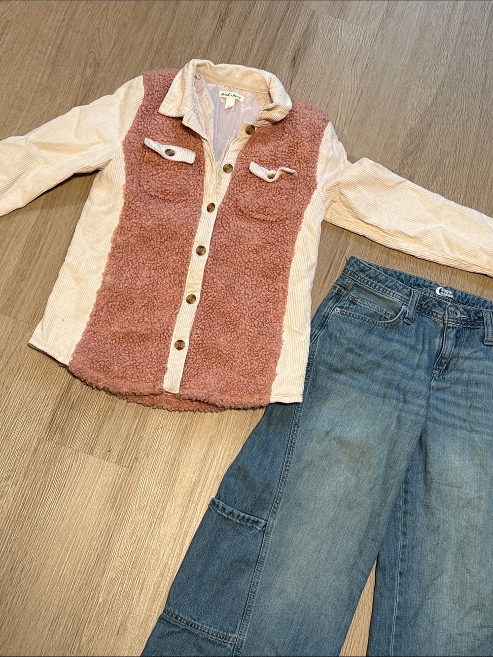 Derek Heart Pink and White Corduroy and Sherpa Jacket